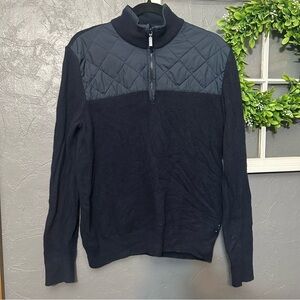 Barbour Men's Navy Quilted Sweater small knit wool blend